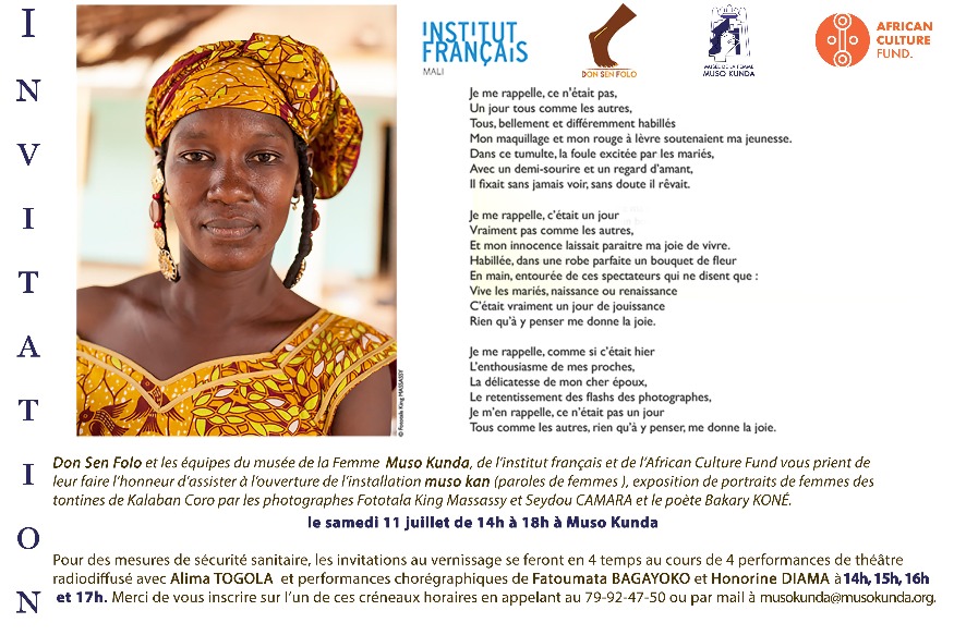 Ouverture de l’installation muso kan (paroles de femmes ), exposition de portraits de femmes à Muso Kunda